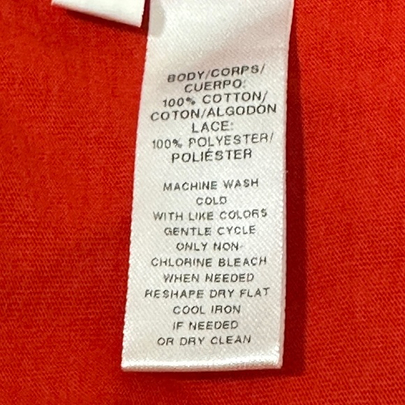 Loft || Woman’s Reddish Orange Cotton floral lace tank top size Medium - Picture 6 of 7